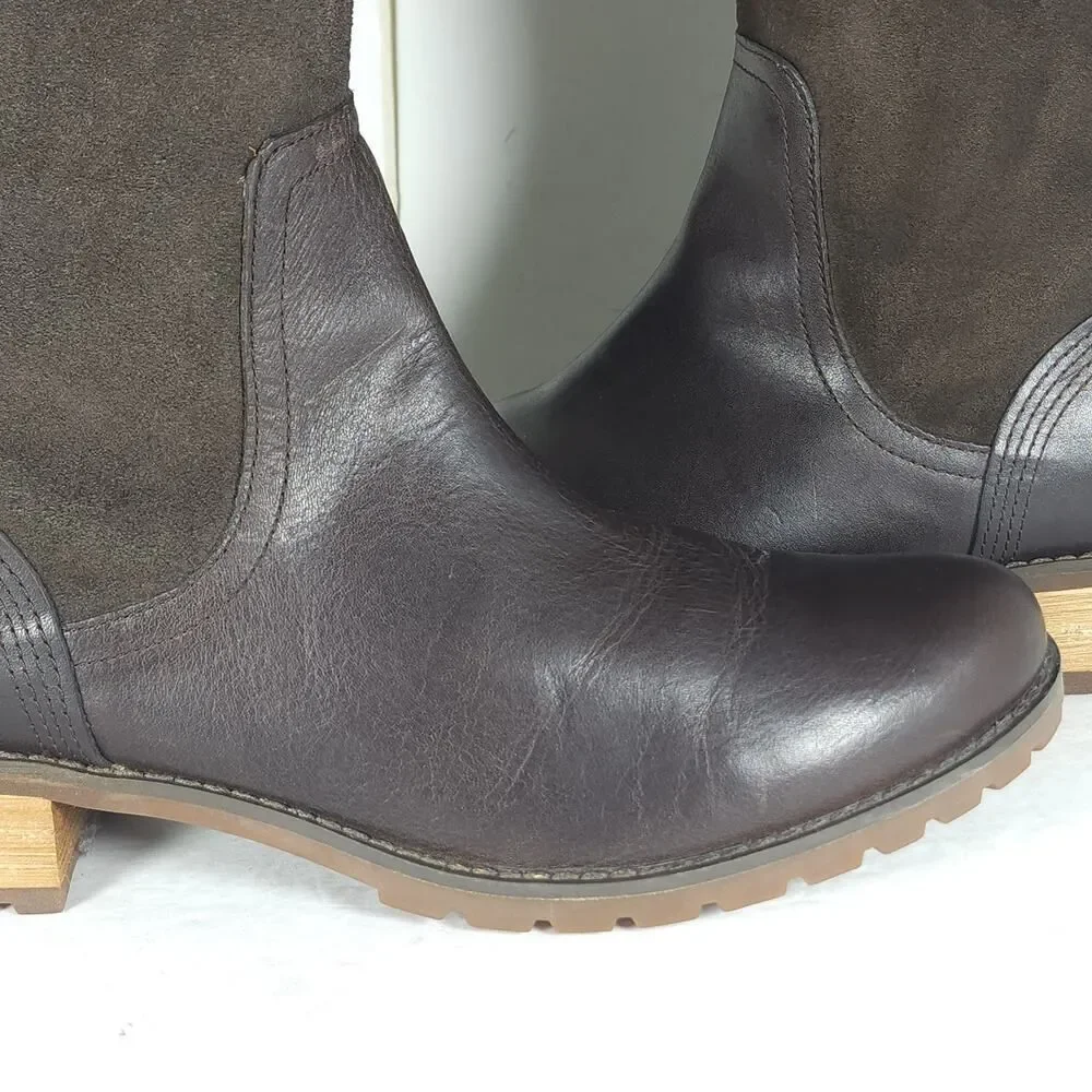 Timberland Women's Bethel Heights US9 Brown Leather Zip Knee High Riding Boots